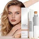 Lumine Skin Color Changing Foundation Stick, Dual-Ended Korean Skin Care Foundation Stick, Detachable Brush, Full to Medium Coverage Base Hydrating Makeup Portable & Travel-Friendly