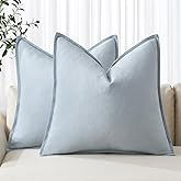 MIULEE Decorative Linen Pillow Covers 20x20 Inch Light Blue ​Boho Farmhouse​ ​Neutral Couch Throw Pillows for Bed Pack of 2 Accent Coastal Modern Pillowcase Summer Sofa Livingroom Home Decor
