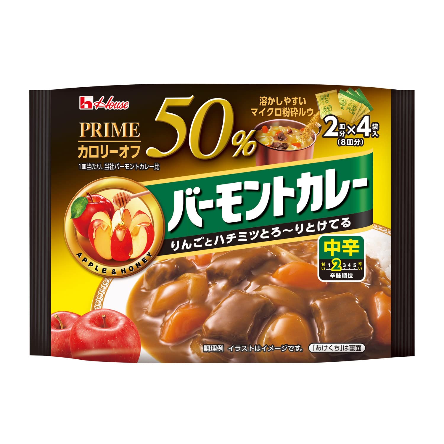 バーモントカレー プライム ハウス 中辛 103g×6個【カレールー】【カロリー50%オフ】商品画像