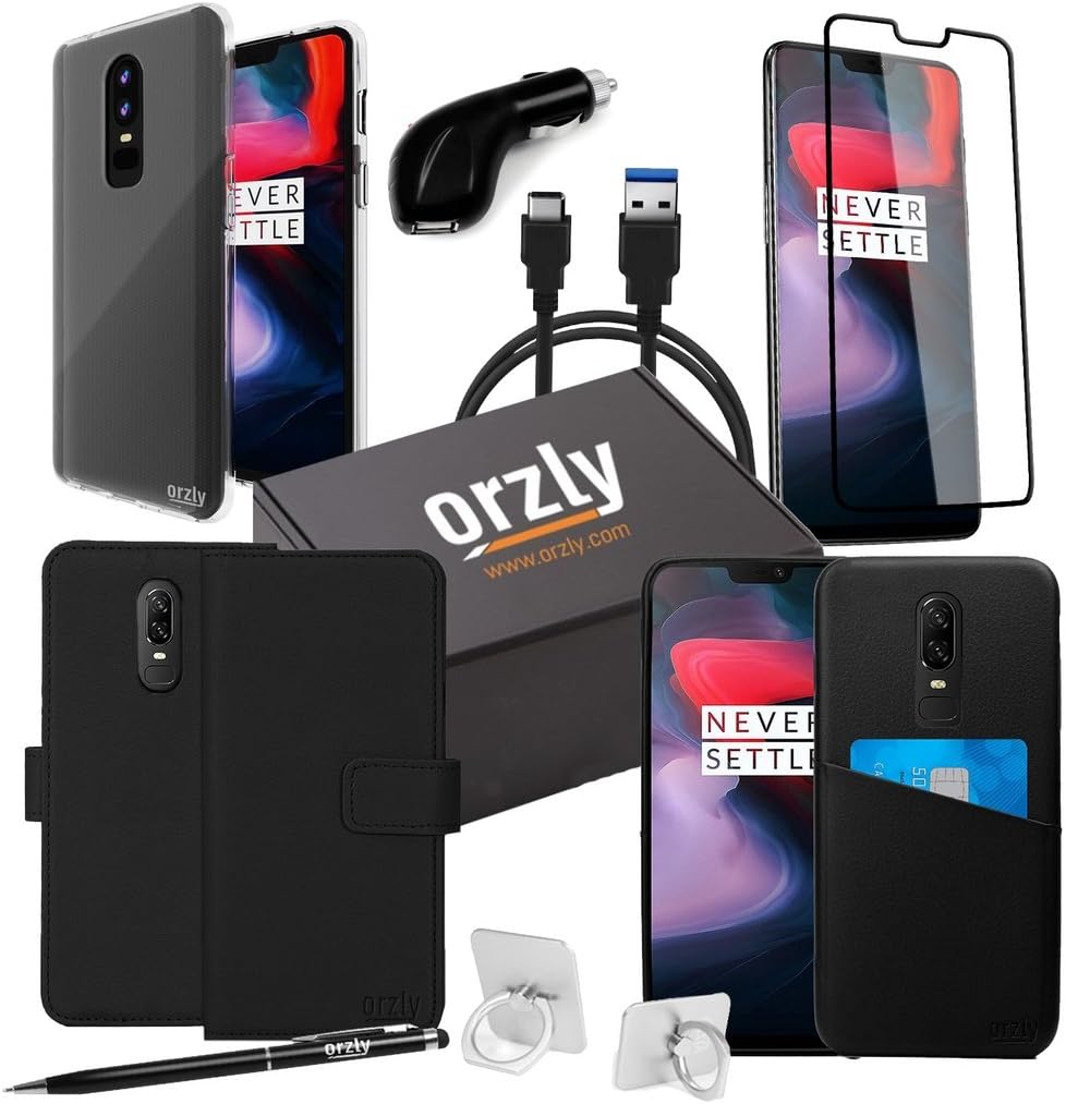 ORZLY® Ultimate Pack for OnePlus 6 (Accessories Bundle Includes USB Type C Charging Cable, Car Charger, Stylus Pen, Ring Stand, Tempered Glass Screen Protector, and a variety of OnePlus6 Phone Cases)