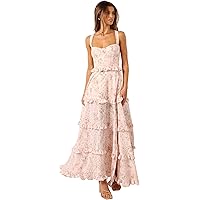 strapless open back dress Hilary Pleated Maxi Dress - Pink Floral