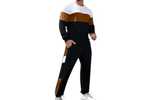 Babioboa Men's Colorblock Sweatshirt and Sweatpants 2 Piece Casual Tracksuits Long Sleeve Pullover Jogging Sweatsuit Set