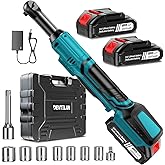 21V Electric Ratchet Wrench Set,60FT-LBS (80N.m) Extended Cordless Ratchet Wrench with 2x 2.0Ah Battery,3/8" 400 RPM Variable Speed Power Ratchet Driver Set with 7 Sockets,1/4 Adaptor, 3"Extension Bar