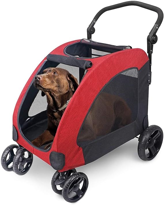 WEIJ Pet Fourwheeled Stroller Foldable For Mediumsized Large Dog
