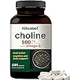 Choline Supplements 500mg with Omega-3 Fatty Acids, 240 Capsules | High Potency Choline Bitartrate – Prenatal Support During Pregnancy – Promotes Energy, Liver, Brain, & Cognitive Health