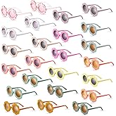24 Pairs Kids Round Flower Sunglasses Bulk Flower Shaped Baby Cute Sunglasses Colorful Toddler Glasses Beach Eyewear
