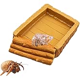 Hermit Crab Pool, Resin Reptile Water Bowl &amp; Bathing Dish, Aquarium Tank Cage Habitat Accessories for Small to Medium Hermit Crab Turtles Lizard Frog Gecko Bearded Dragon