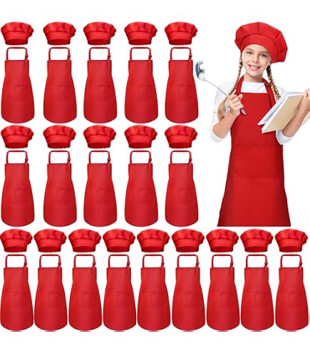 Pack De 2 Delantales Infantiles De Poliéster Con Bolsillo | 62 Cm De Largo, Ajustables | Para Cocinar, Pintar Y Manualidades De 7 A 13 Años