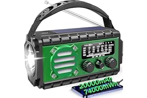 Aivica 20000mah Emergency Radio, SW/NOAA/AM/FM Weather Radio, Solar Powered Hand Crank Chager with Bige Batery Powered,Portable,Cellphone Charge,SOS,Flashlight for Emergency/Home