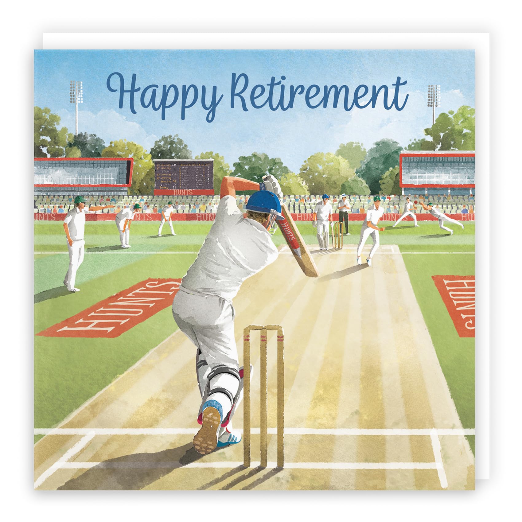 Hunts England - Cricket Fun Retirement Card For Him - Milo's Gallery - Sport Retirement Card - Retiring Card For Cricket Fans, Men, Husband, Dad, Grandad, Brother, Friend