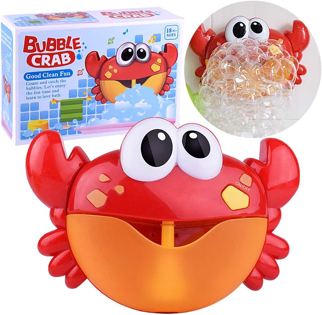 Kingtree Baby Bath Bubble Toy, Bubble Crab Toys with 12 Pure Music, Automatic Bubble Blower Machine for Toddlers Shower Cute Bubble Spout Maker Toy for Kids of All Ages, Gift Box Package
