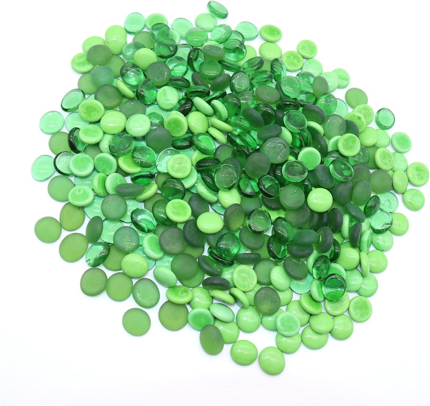 Vase Fillers - Green Mix Flat Glass Marbles for Vases, 2 LB Decorative Beads for Vase Fillers, Crafts, Table Scatter, Aquariums & Fish Tanks, Wedding & Party Centerpieces, Gem Décor, Mosaics, Floral Displays