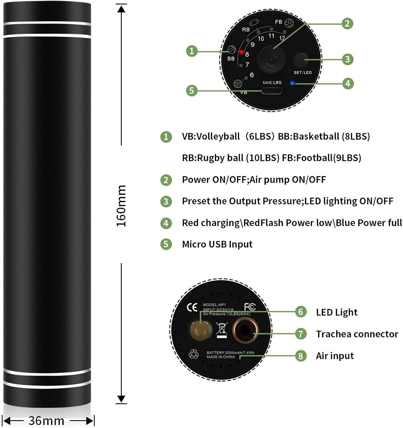 Automatic Electric Fast Ball Pump with Needle and Nozzle - Air Pump for Inflatables, Athletic Basketball, Soccer, Volleyball, Football, Sport Ball and Swimming Ring - Faster Inflation : Sports & Outdoors