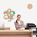 TUPARKA 8 Pack Hexagon Cork Board Tiles 8.2"x7" Self-Adhesive with 50 Push Pins view 7