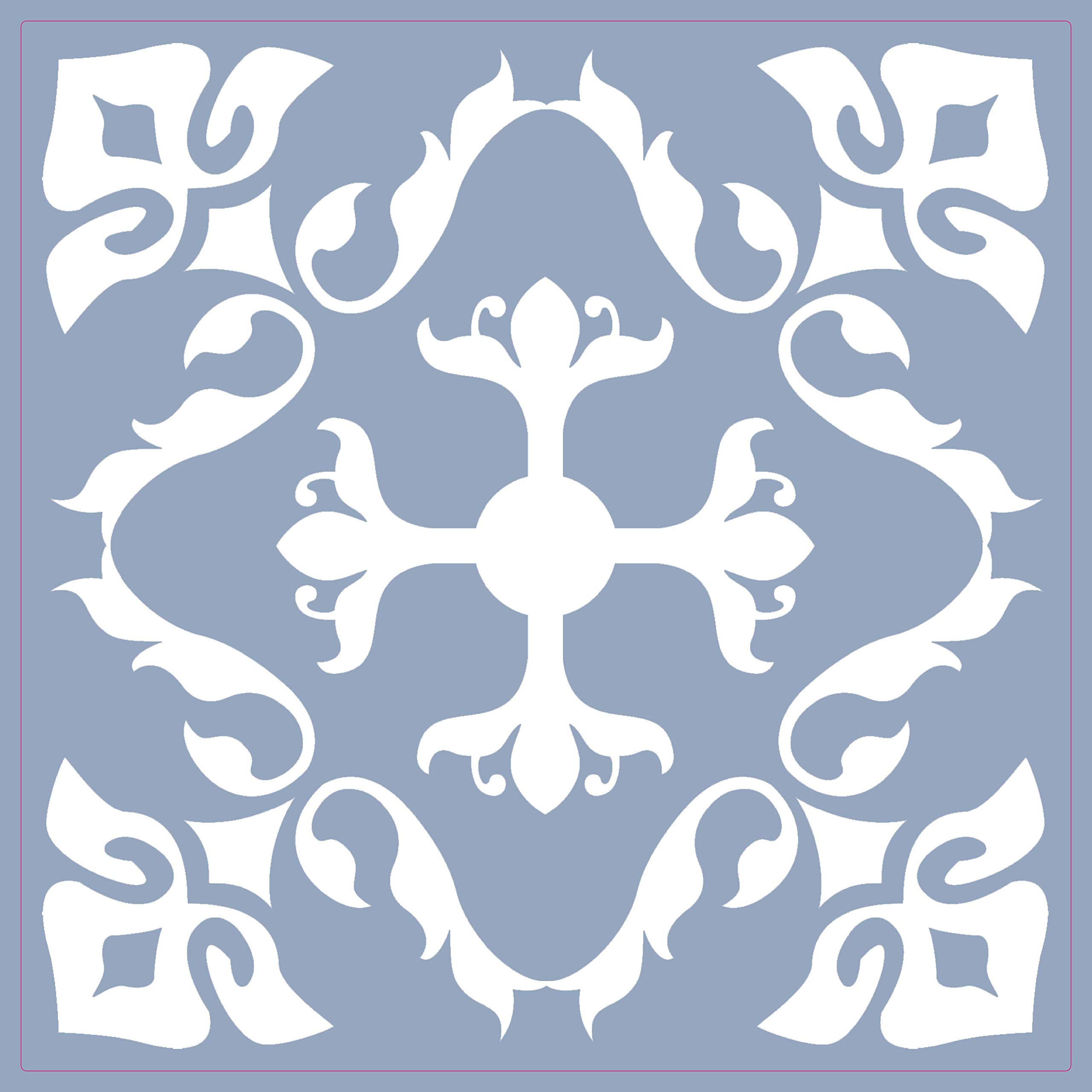 Blue Tile Stickers Victorian Morrocan Modern self Adhesive wall Art Decor transfers- Bathroom backsplash Kitchen splashbacks Floral Decals Peel and Stick (Blue 3 Modern, 6 inch) Pack of 10