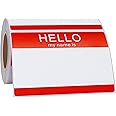 Hycodest Hello My Name is, Sticker Writing Stickers Peel and Stick Badges Sensitive Name Tag 3.5"x2.35", 200 Pcs, Red