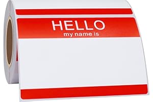 Hycodest Hello My Name is, Sticker Writing Stickers Peel and Stick Badges Sensitive Name Tag 3.5"x2.35" 200 PCS, Red