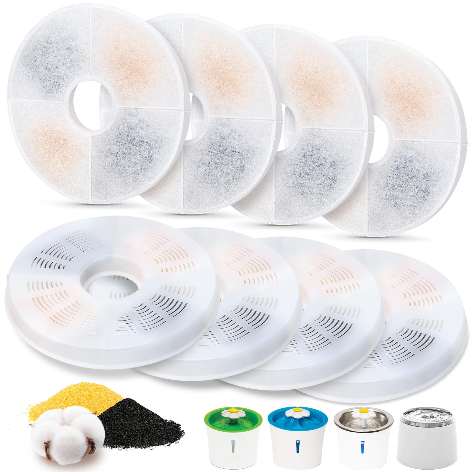 Photo 1 of 8 Pack Cat Water Fountain Filter Replacement Compatible with Catit, Cat Fountain Filters Compatible with Catit Design Senses Fountain/Flower Fountain/Senses 2.0 / Fresh & Clear Stainless Steel