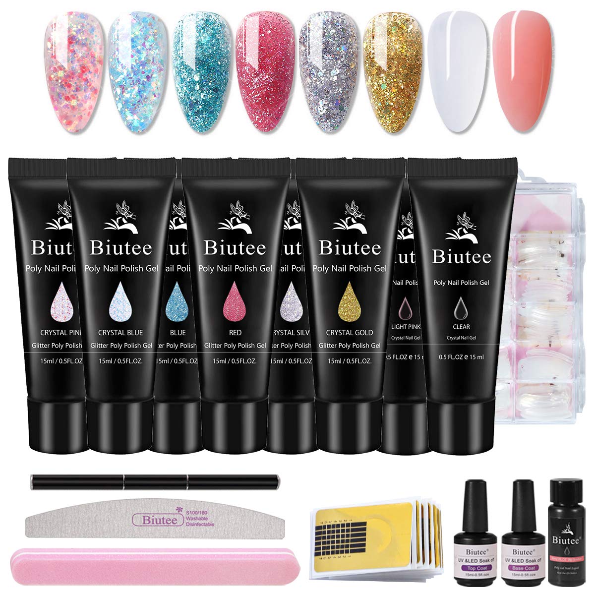 Glitter Poly Nail Extension Gel Kit Nail Builder Gel