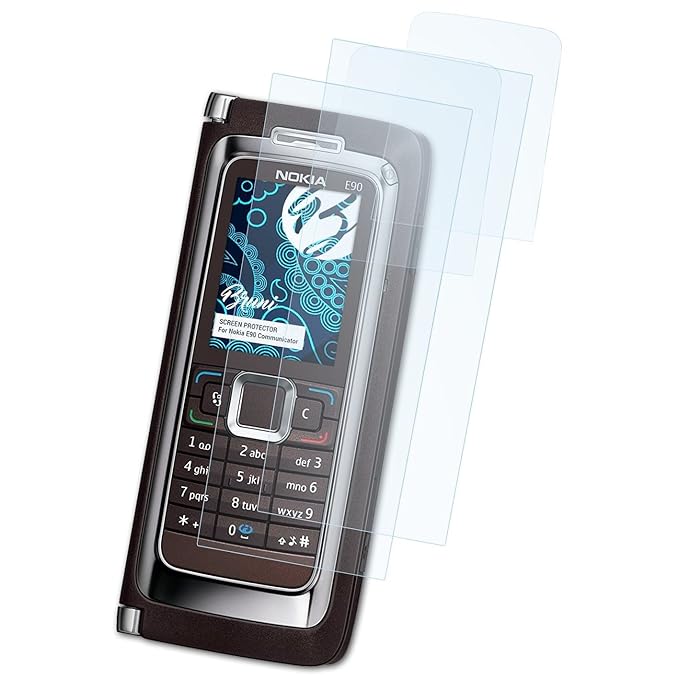Bruni Schutzfolie für Nokia E90 Communicator Folie, glasklare Displayschutzfolie (2er Set)