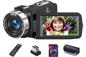 Video Camera 8K Camcorder 64MP YouTube Vlogging Camera 64G SD Card and 2 Batteries 18X Digital Zoom Webcam 270 Degree Rotatio