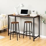 HOOBRO Bar Stools Set of 2 Rustic Brown, 30x30x64 cm, Metal Frame, Footrest view 8