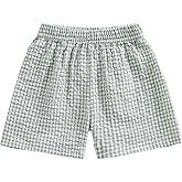 Kids Toddler Boys Girls Gingham/Seersucker Shorts Elastic Waist Plaid/Striped Elastic Waist Shorts Pants Bottoms