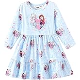 Disney Princess Frozen Elsa Minnie Stitch Floral Toddler Girl Dress A Line Long Sleeve Kids Casual Fall Clothes 2-6 Years