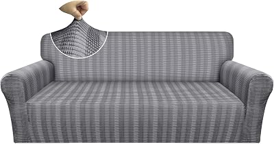 Granbest 3 Seater Velvet Sofa Cover Dark Grey Super Stretch Couch Protector