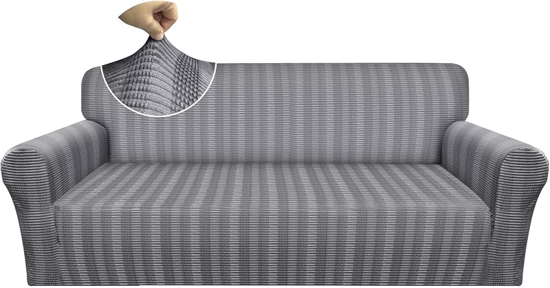 Granbest 3 Seater Velvet Sofa Cover Dark Grey Super Stretch Couch Protector
