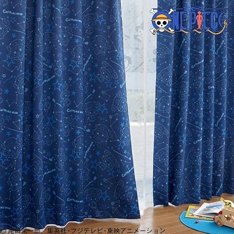 Amazon ワンピース 1級遮光プリントカーテン2枚組 チョッパーマン Uni 100 178cmブルー カーテン オンライン通販