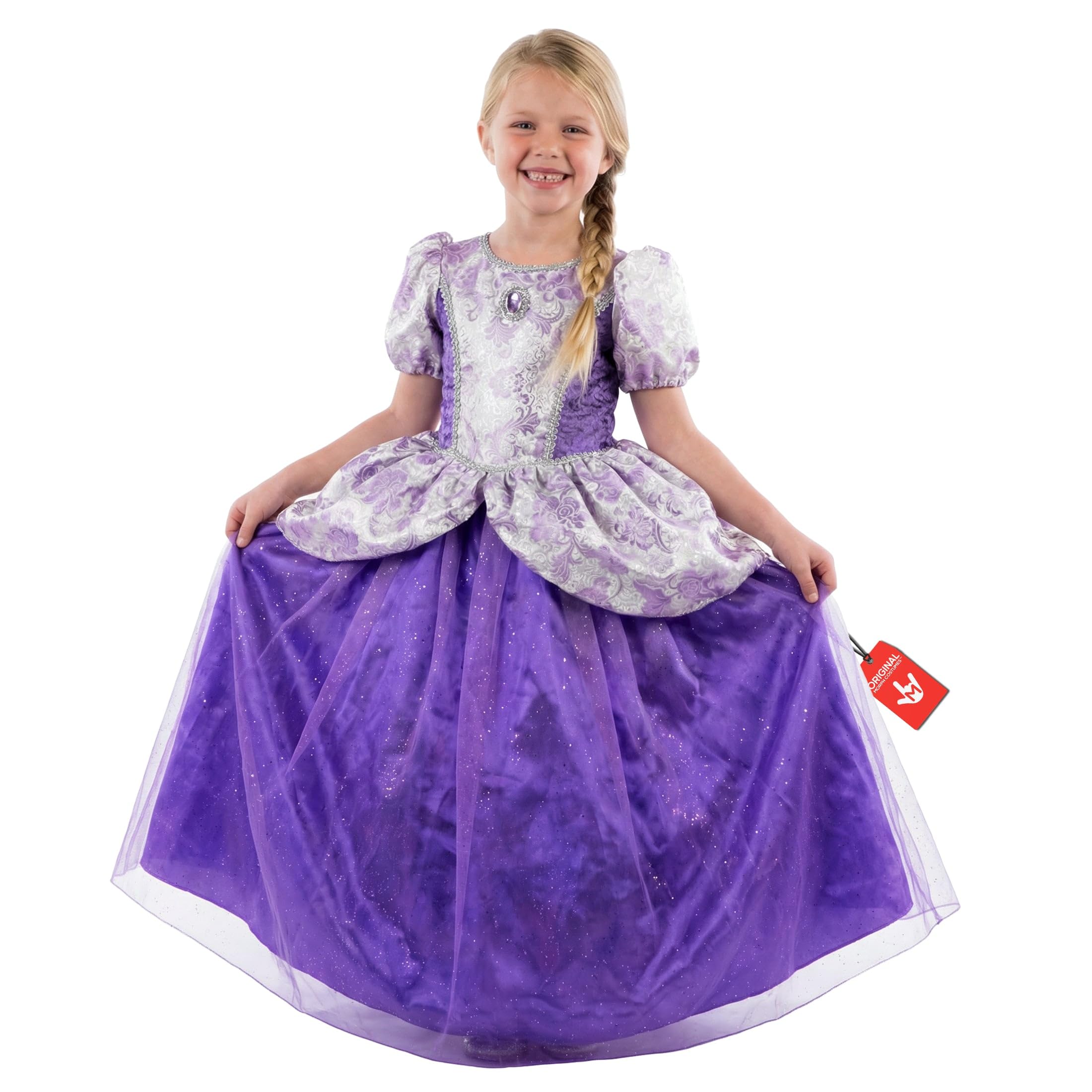 Fun Shack Deluxe Princess Costumes For Girls Purple Medieval Queen Fancy Dress Halloween Costumes for Girls Kid Large