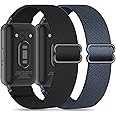 Folavii 2 Pack Stretchy Nylon Compatible with Samsung Galaxy Fit 3 Band for Women Men, Elastic Adjustable Soft Sport Strap Wristband for Galaxy Fit 3 Band SM-R390