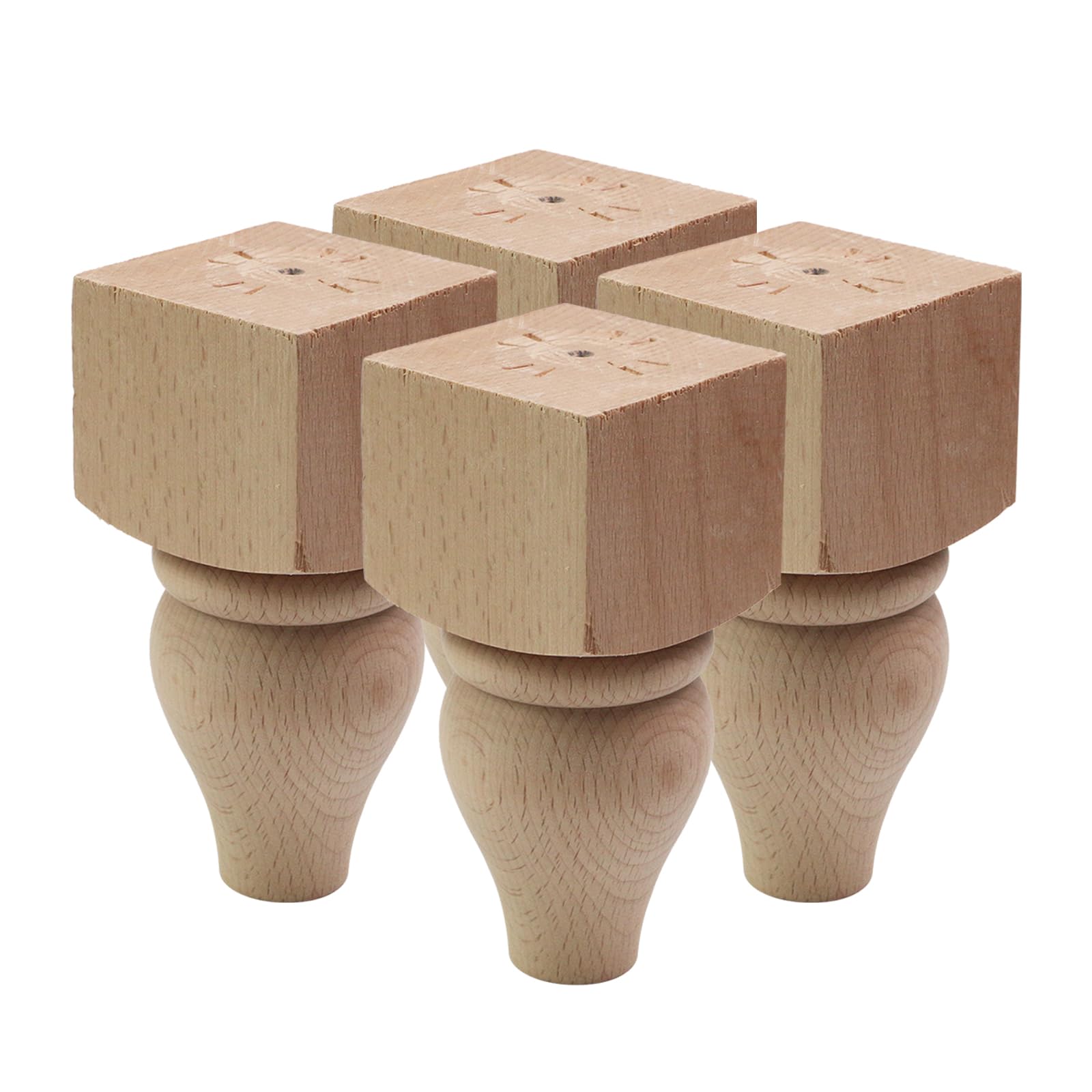 Photo 1 of Chinflly Wooden Furniture Legs,5.12 Inch Height Unfinished Wood Furniture Legs European Style Solid Wood Furniture Replacement Feet for Sofa Cabinet Wardrobe Table Couch Ottoman,Set of 4,Type-2