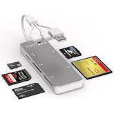 Memory Stick Pro Duo Adapter, 5-in-1 Aluminum SD/TF/CF/MS/XD Picture Card Reader with Lightning/USB-C/USB A, High-Speed Memory Stick Pro Adapter for iPhone/iPad/Android/PC/Mac Camera