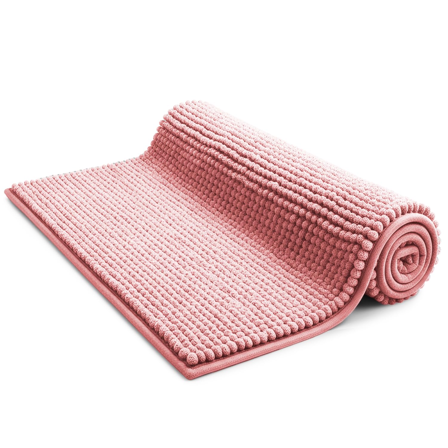 KEPLIN Non-Slip Microfibre Bath & Toilet Mat - Soft, Plush & Comfortable Rug with Machine Washable Design - Water Absorbent & Quick Drying to Keep Bathroom & Home Hygienic & Clean (50x80cm) Pink