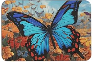 DJUETRUI Big Butterfly Stone Bath Mat Large Fast Water Drying Diatom Mud Foot Pad Bathroom Floor Mats Machine Washable Indoor