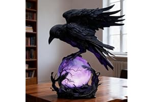 GENERIC Gothic LED Lamp – Raven's Moonlight Mysterious Crow on Orb Sculpture, 3D Hollow Lantern Decorative Lamp for Gothic Collectors, Halloween Enthusiasts (Style B)