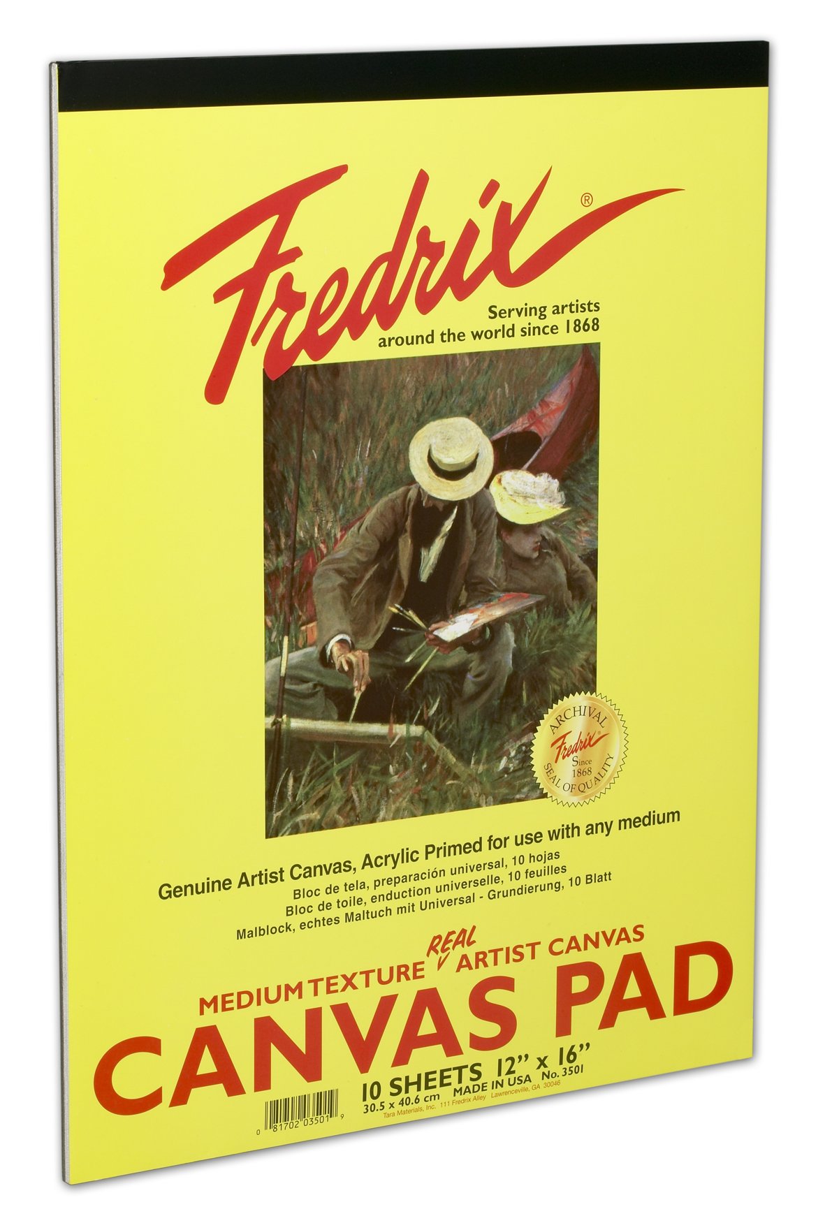 Fredrix 3503 White Canvas Pad, 18&quot; x 24&quot; White Canvas, Primed and Ready for use with Any Medium, Sturdy, Can be Mounted When Dry, 10 Sheets per Pad