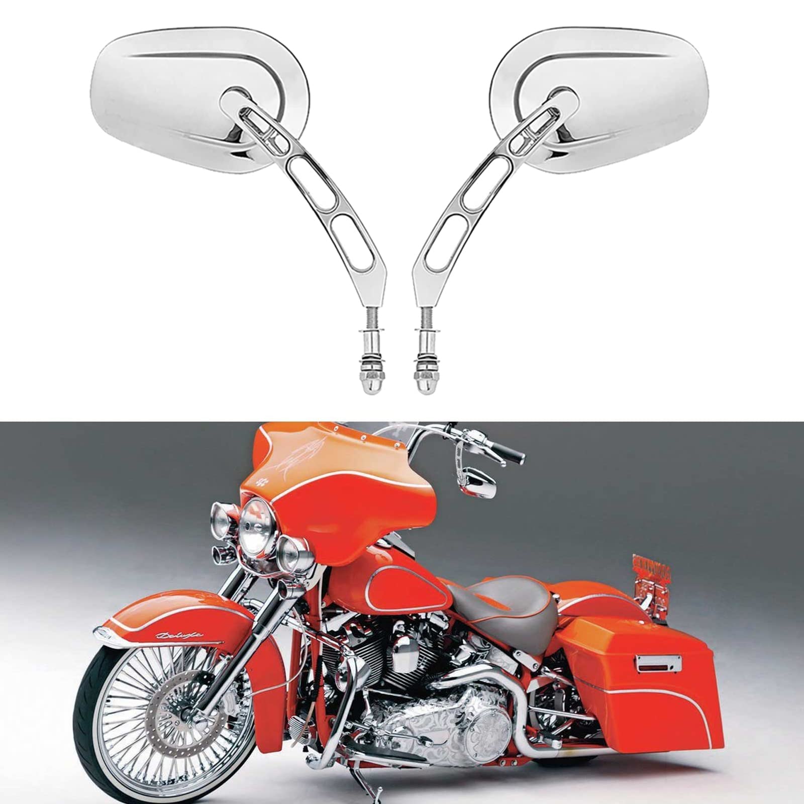 Photo 1 of Chrome Sportster Mirrors for Harley Road King Street Electra Glide Dyna Softail Road Glide Motorcycle Rearview 1982-2019 2020 2021 2022