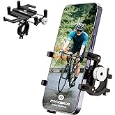 ROCKBROS Bike Phone Holder, Motorcycle Phone Mount, Anti-Shake Cell Phone Holder, 360° Adjustable for iPhone 16, 15 Pro Max/Plus, S9, S10 and More 4.7" to 7" Smartphones，Black