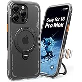 TORRAS Ostand Q3 Air for iPhone 16 Pro Max Case with 360 Magnetic Stand, Fit for MagSafe, Military Grade Drop Tested, Camera Control Button, Shockproof Phone Case for iPhone 16 Pro Max 6.9", Black