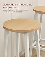 VASAGLE Bar Stools Set of 2 74 cm High Oak White Metal Frame Footrest view 3