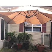 Amazon Com Le Papillon 8ft X 8ft Cantilever Umbrella Hanging Offset Patio Umbrella Rectangular Cross Base Beige Garden Outdoor