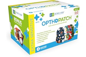 OPTHOPATCH Kids Eye Patches - Fun Boys Design [Series I] - 90 + 10 Bonus Latex Free Hypoallergenic Cotton Adhesive Bandages for Amblyopia and Cross Eye - 3 Reward Chart Posters by Defined Vision