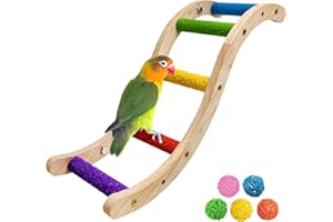 Hamiledyi Nature Wooden Bird Ladder Pet Parrots Climb Bridge Exercise Stands for Parakeet Climbing Chewing Bridge Bird Cage Accessories for Cockatiel Parakeet Lovebirds Budgie