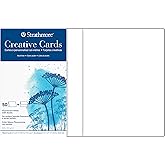 Strathmore Blank Greeting Cards with Envelopes, Flourescent White, 50/Pack (14592)