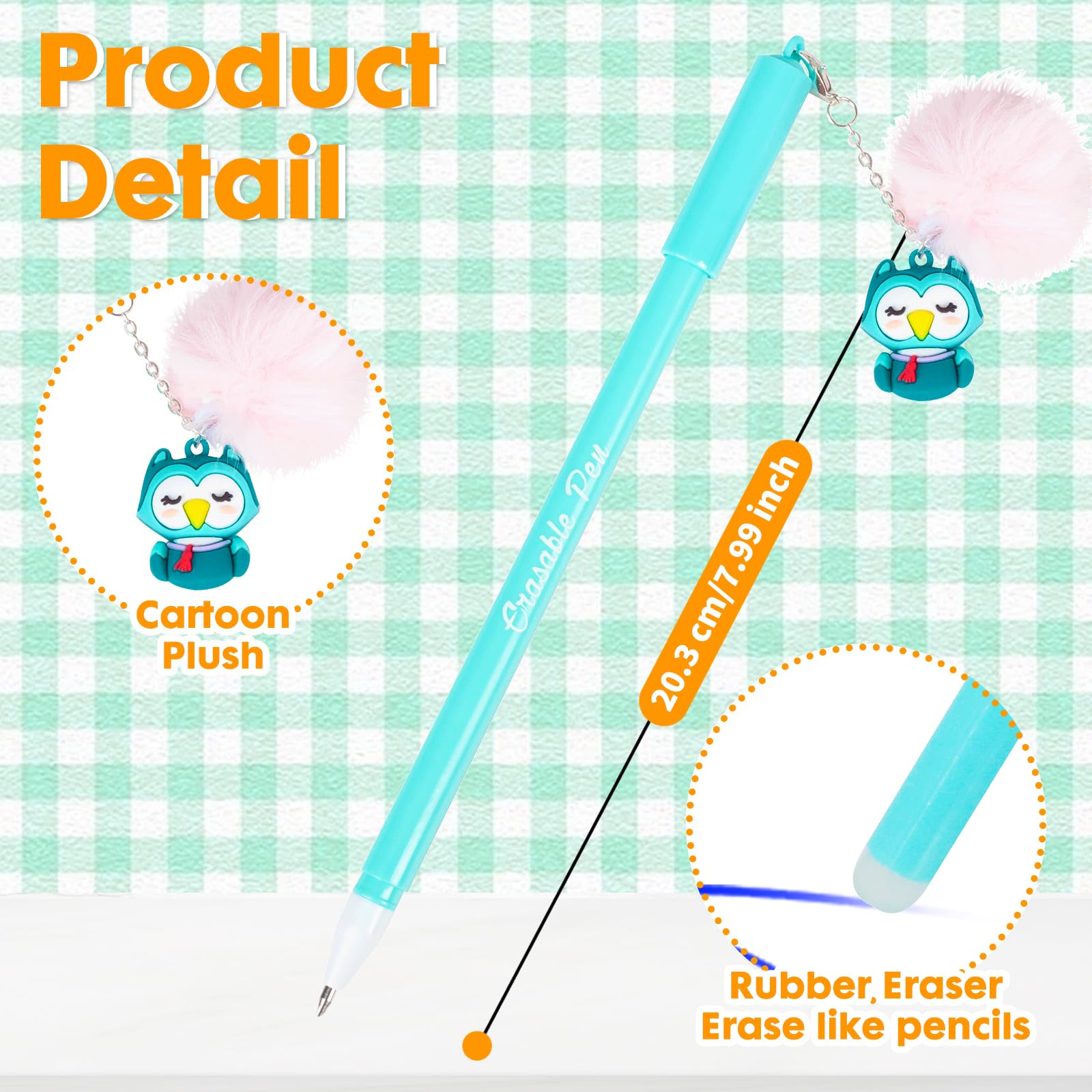 YOYTOO Erasable Gel Pens, 8pcs Retractable Cartoon Erasable Pens Clicker Fine Point 0.5mm, Make Mistakes Disappear, Blue Ink for Journaling Drawing Writing Planner (8 Pack Animal)