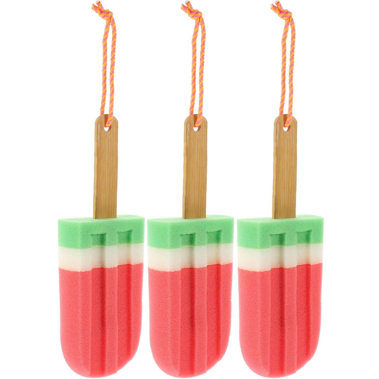 Supvox 3Pcs Ice Cream Shaped Bath Sponge Set, Gentle Exfoliating Bath Ball for Kids and Adults, Soft Rubbing Towel for Shower, Random Colors