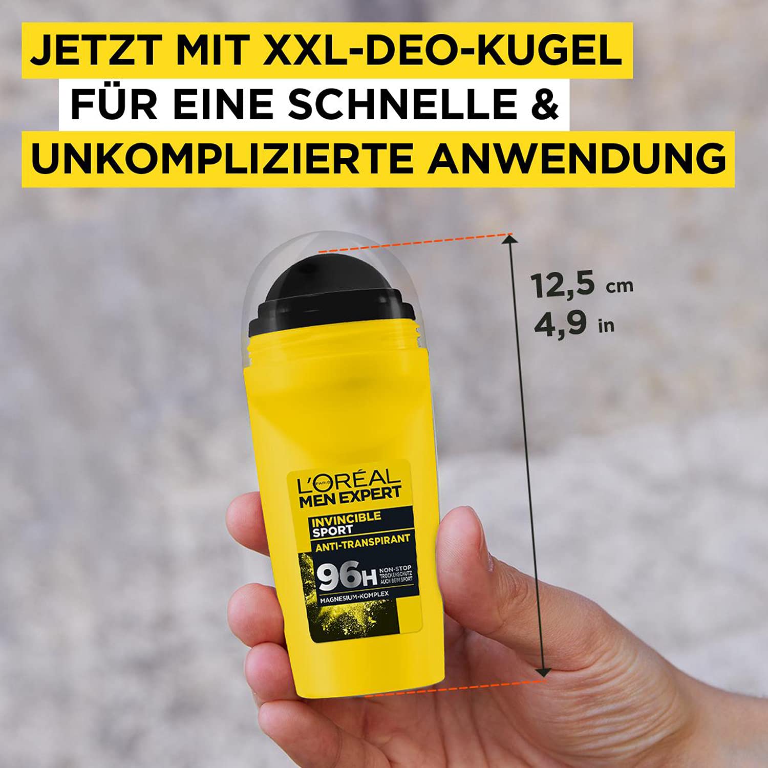 L'Oréal Men Expert Kompaktes Deo für Männer, Langanhaltender Deoroller gegen Schweiß mit 96 Stunden Wirkung, Invincible Sport, 6 x 50 ml 5